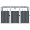 vidaXL Triple Garbage Bin Shed Grey 213x81x121 cm Steel