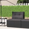 vidaXL Garden Middle Sofa with Cushions Black Poly Rattan