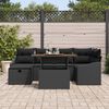 vidaXL Garden Sofa Set Height-Adjustable 7 pcs Black Poly Rattan