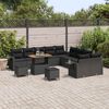vidaXL Garden Sofa Set with Cushion 13 pcs Black Poly Rattan