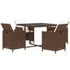 vidaXL 5 Piece Garden Dining Set with Cushions Poly Rattan Brown