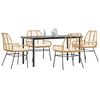 vidaXL 5 Piece Garden Dining Set with Cushions Brown Poly Rattan Glass