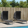 vidaXL Sun Loungers 2 pcs with Canopies and Table Grey Poly Rattan