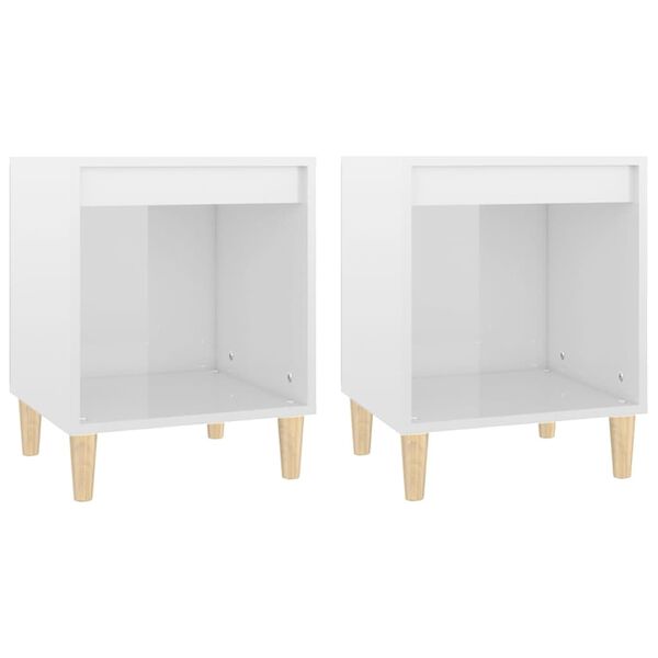 vidaXL Bedside Cabinets 2 pcs High Gloss White 40x35x50 cm
