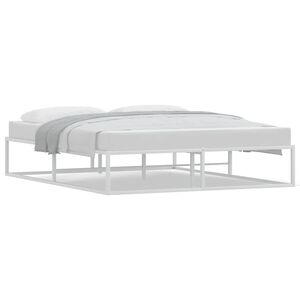vidaXL Bed Frame without Mattress White 153x203 cm Queen Metal