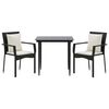 vidaXL 3 Piece Garden Dining Set with Cushions Black Poly Rattan