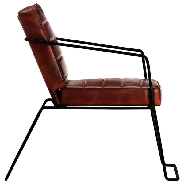 vidaXL Armchair Dark Brown Real Leather