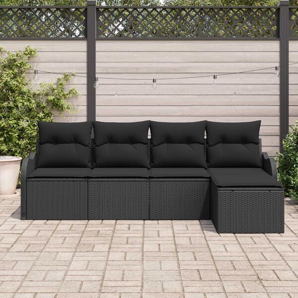 vidaXL Garden Sofa Set Black Poly Rattan