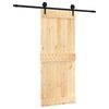 vidaXL Sliding Door Natural and Black 85 x 210 cm Solid Pine Wood