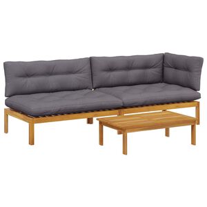vidaXL 3 Piece Garden Pallet Sofa Units Solid Acacia Wood Natural
