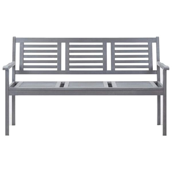 vidaXL 3-Seater Garden Bench with Cushion 150 cm Grey Eucalyptus Wood