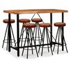 vidaXL Bar Set 7 Pieces Solid Wood Acacia. Genuine Leather & Canvas