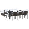 vidaXL Garden Dining Set 9 pcs Brown and Black PE Rattan