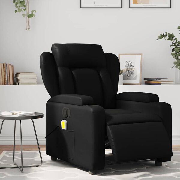 vidaXL Electric Massage Recliner Chair Black Faux Leather