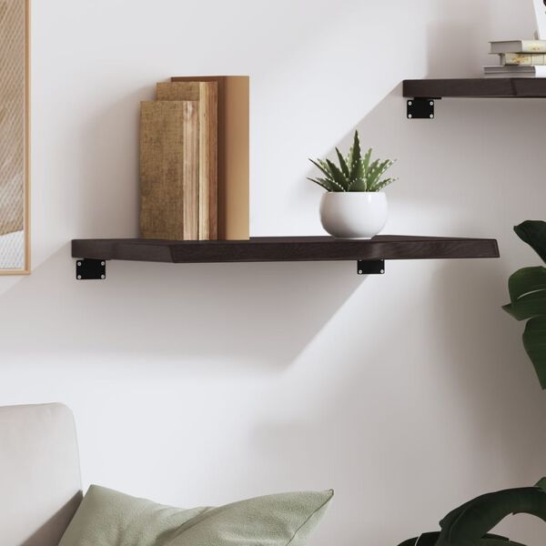 vidaXL Wall Shelf Dark Brown 60x40x(2-4) cm Treated Solid Wood Oak
