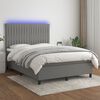 vidaXL Box Spring Bed with Mattress&LED Dark Grey 137x187 cm Double Size Fabric
