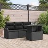 vidaXL Sofa Set with Cushion 5 pcs Black Poly Rattan