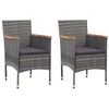 vidaXL 3 Piece Garden Dining Set Grey Poly Rattan and Acacia Wood