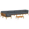 vidaXL Sofa Set with Cushion Plain 6 pcs Anthracite Solid Acacia Wood