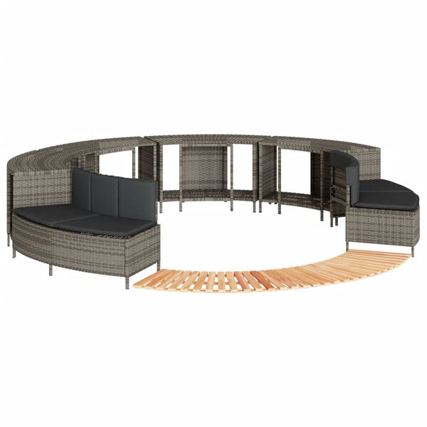 vidaXL Hot Tub Surround Grey Poly Rattan and Solid Wood Acacia