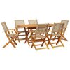 vidaXL 7 Piece Garden Dining Set Beige Poly Rattan and Solid Wood