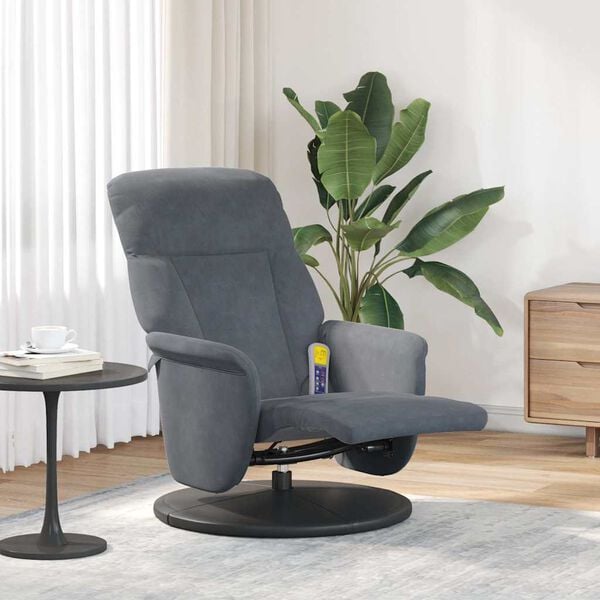 vidaXL Massage Recliner Chair with Footrest Dark Grey Velvet