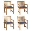 vidaXL Garden Chairs 4 pcs with Anthracite Cushions Solid Teak Wood
