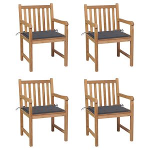 vidaXL Garden Chairs 4 pcs with Anthracite Cushions Solid Teak Wood