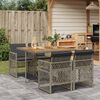 vidaXL 5 Piece Garden Dining Set with Cushions Grey Poly Rattan