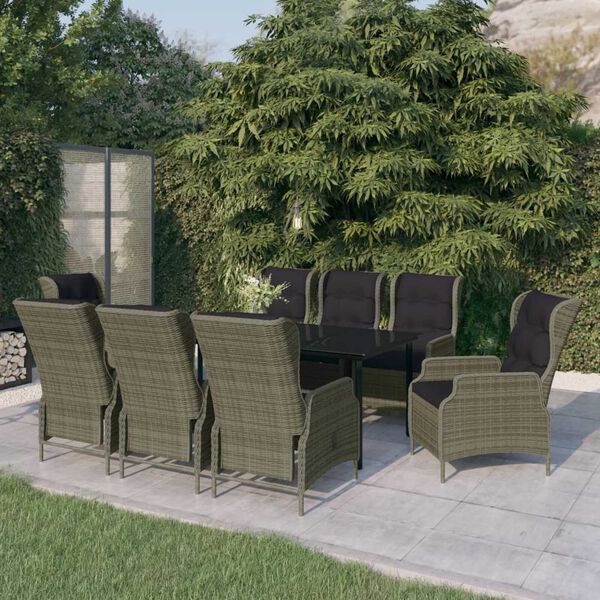 vidaXL 9 Piece Garden Dining Set Brown