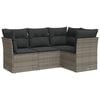 vidaXL 4 Piece Garden Sofa Set with Cushions Grey Poly Rattan
