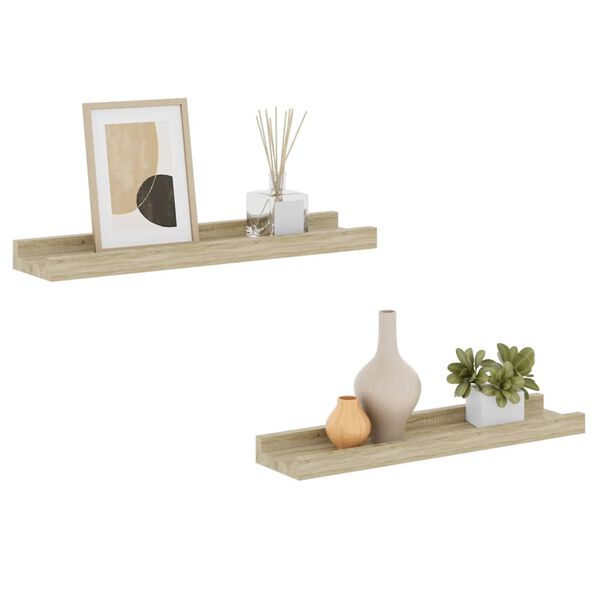 vidaXL Wall Shelves 2 pcs Sonoma Oak 40x9x3 cm