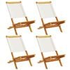 vidaXL Folding Garden Chairs 4 pcs Cream White Fabric and Solid Wood