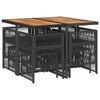 vidaXL 9 Piece Garden Dining Set with Cushions Black Poly Rattan