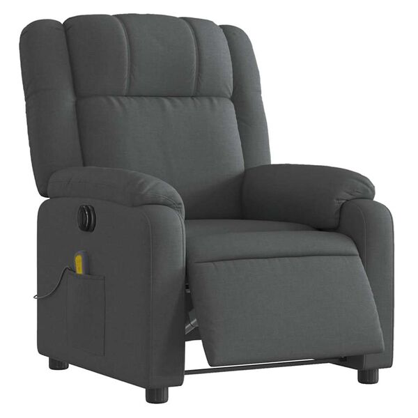 vidaXL Electric Massage Recliner Chair Dark Grey Fabric