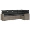 vidaXL 5 Piece Garden Sofa Set with Cushions Grey Poly Rattan