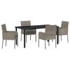 vidaXL Garden Dining Set 5 pcs Grey Poly Rattan