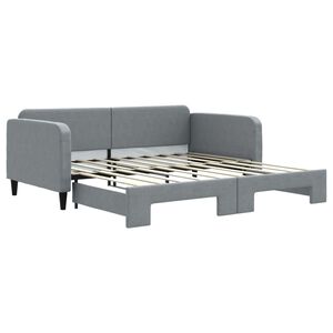 vidaXL Daybed with Trundle without Mattress Light Grey 90x190 cm