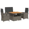 vidaXL 4 Piece Garden Dining Set with Cushions Grey Poly Rattan