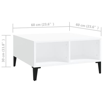 vidaXL Coffee Table White 60x60x30 cm Engineered Wood