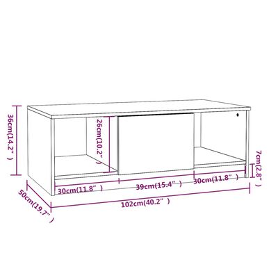 vidaXL Coffee Table High Gloss White 102x50x36 cm Engineered Wood
