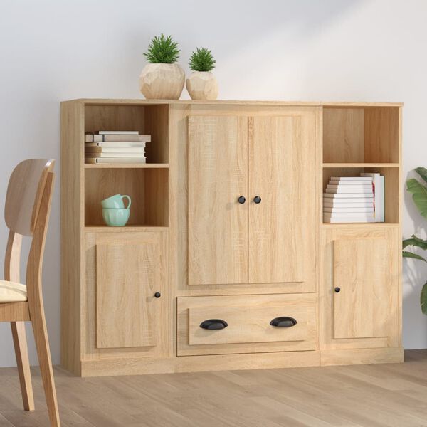 vidaXL Highboards 3 pcs Sonoma Oak Engineered Wood