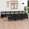 vidaXL 11 Piece Garden Lounge Set Black Solid Wood Pine