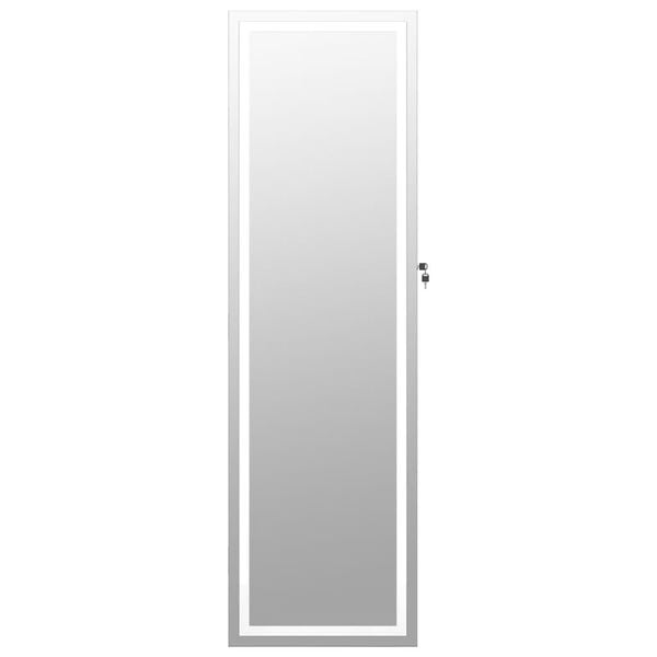 vidaXL Mirror Jewellery Cabinet with LED Lights Wall Mounted White