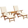 vidaXL Reclining and Folding Sunlounger 3 pcs Solid Acacia Wood