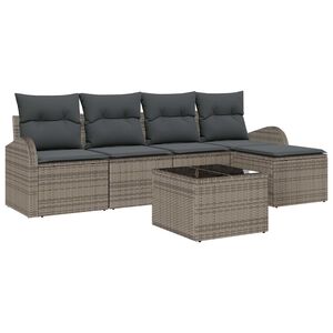 vidaXL Sofa Set with Cushion with Storage 6 pcs Grey Poly Rattan