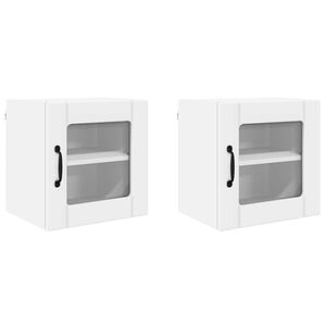 vidaXL Wall Glass Cabinet LUCCA 2 pcs White Engineered Wood