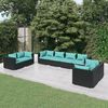 vidaXL 8 Piece Garden Lounge Set with Cushions Poly Rattan Black