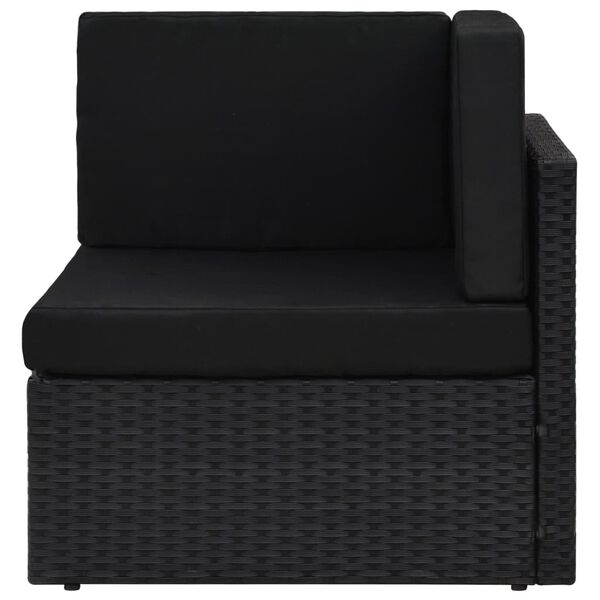 vidaXL Sectional Corner Sofa Poly Rattan Black