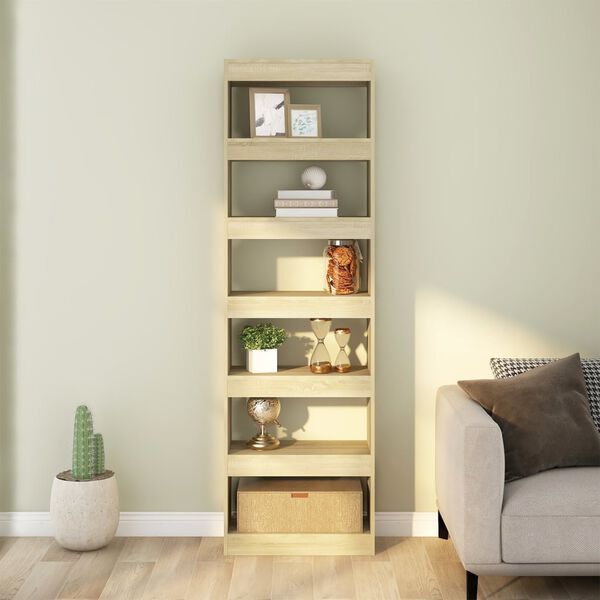 vidaXL Book Cabinet/Room Divider Sonoma Oak 60x30x198 cm